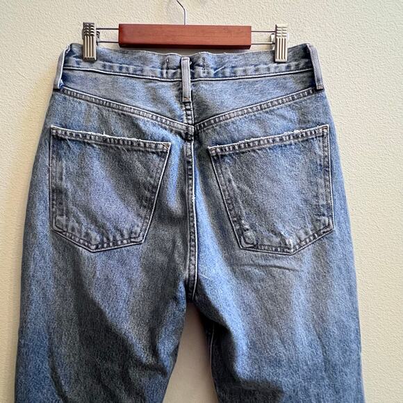 AGOLDE FEN Long High Rise Straight Leg Blue Jean Distressed Women's 25 (27x27) - Picture 5 of 10